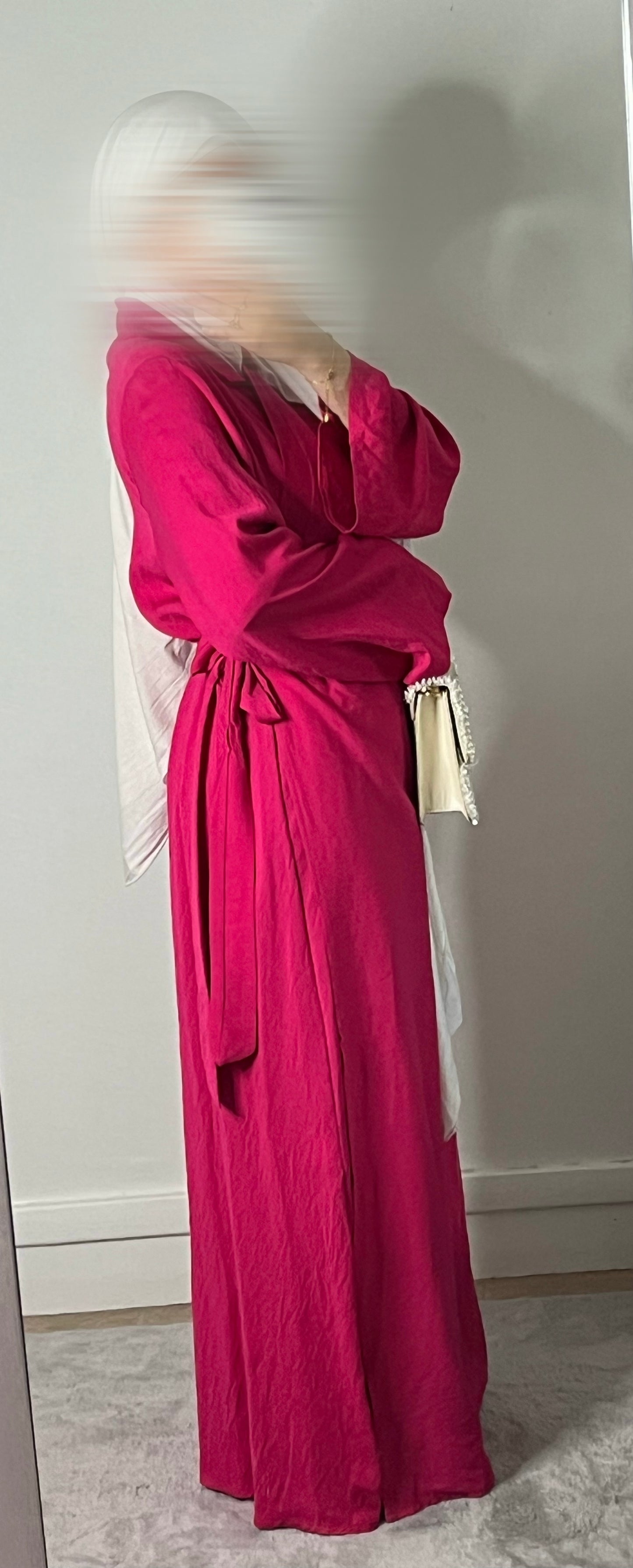 Robe fuchsia effet lin