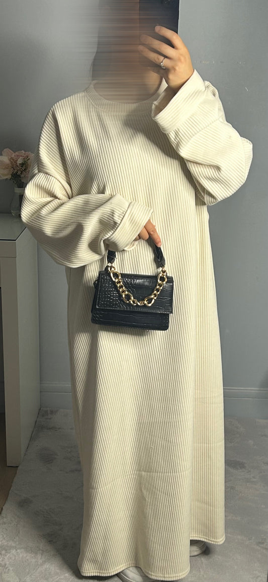 Robe velours Blanc cassé